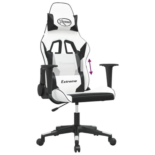 Svart och vit spelmassage stol i konstläder