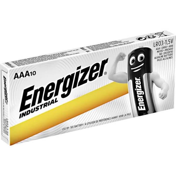 Industriella alkaliska mikrobatterier (AAA) - 10 st