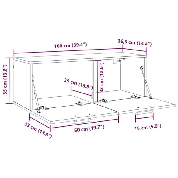 Väggmöbel ek - vidaXL - 100x36.5x35 cm - Väggmontering - Rustik - Effektiv förvaring - Modern design