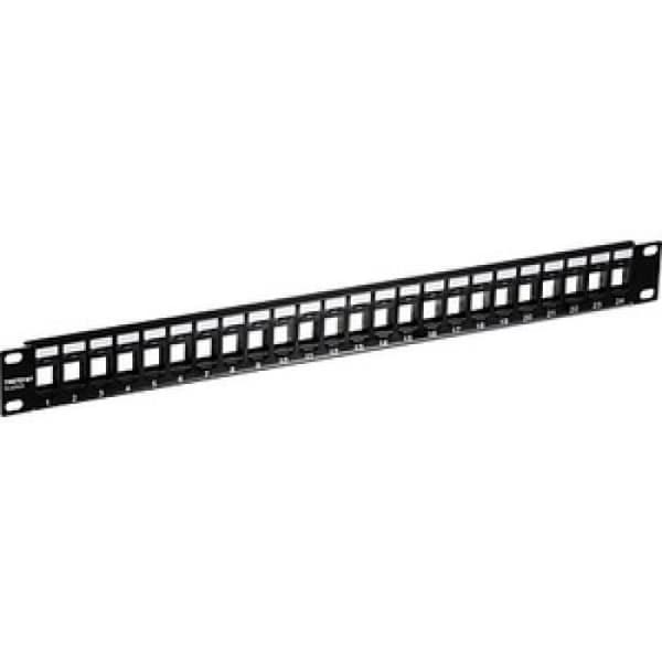 Patchpanel - TRENDNET - 24 portar - 1U - Keystone - Förstärkt - Svart