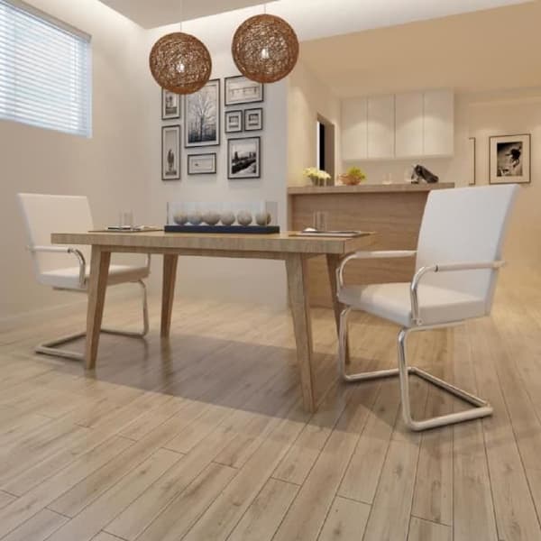 vidaXL Cantilever Matstolar 2 st Vit konstläder