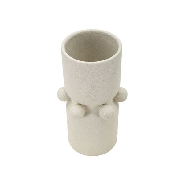 Beige keramikvas med bollar Ø 16x28 cm