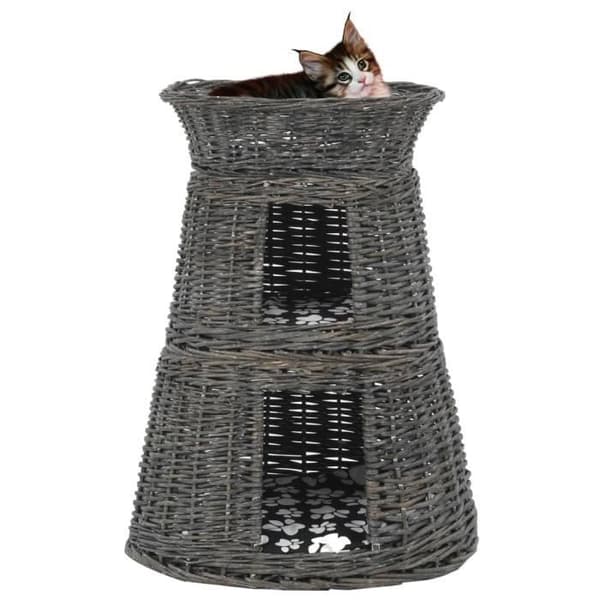 vidaXL Kattkorgset 3 st med kuddar Grå 47x34x60 cm