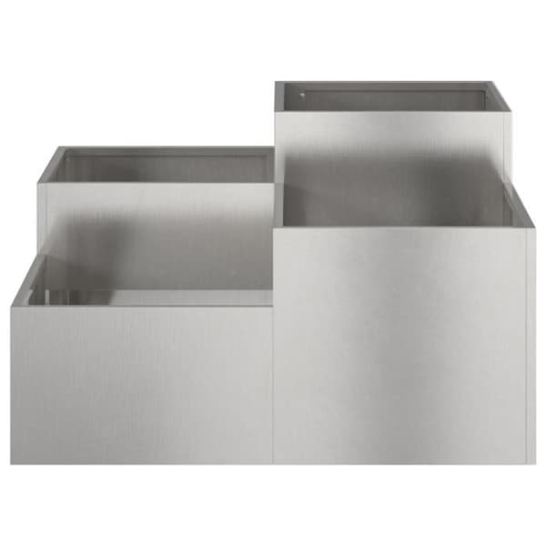 Planteringslåda - Rostfritt stål - 100x100x48 cm - Silverfärgad - Modern design