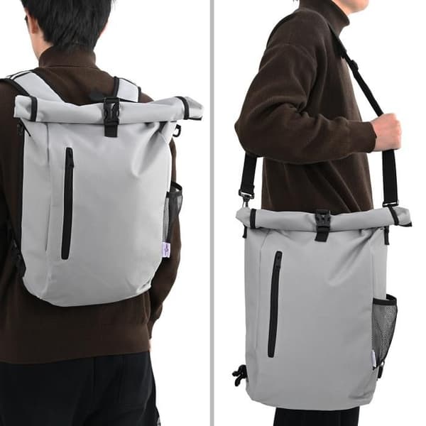 Cykelväska - 20 L - Grå - Polyester - Rullstängning