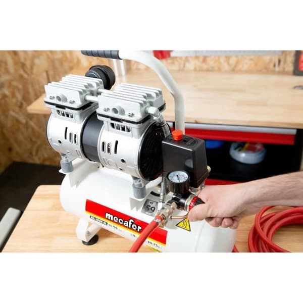 Tyst kompressor - MECAFER - 425513 - 6L - 0,5HP - Grå