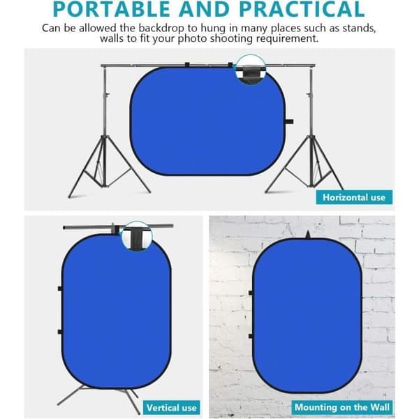 Neewer 5x7ft1.5x2m Fällbar Chromakey Bakgrund med Stativ 8.5ft2.6m