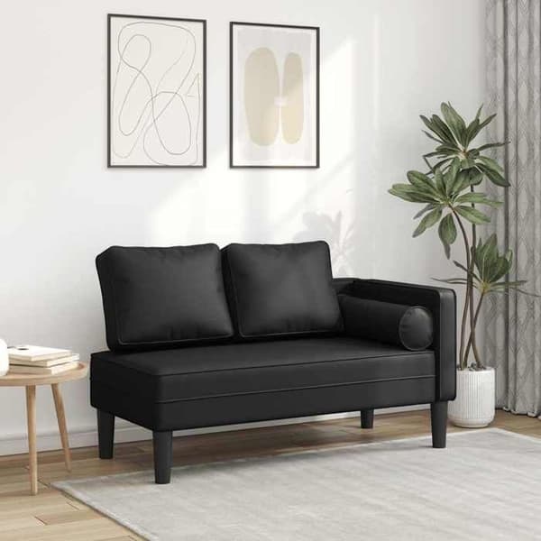 vidaXL Sängsoffa med kuddar svart konstläder 4007563