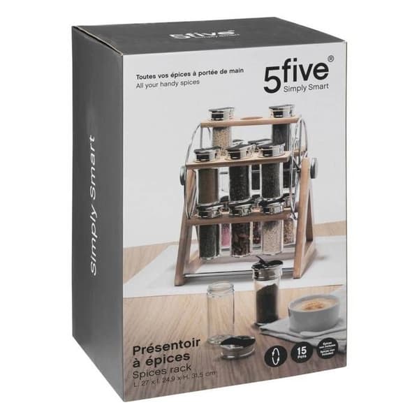 Stöd för 15 kryddburkar i bambu - 5 five simply smart
