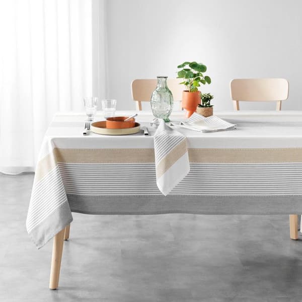 Rektangulär duk - 140x240 cm - Vävd färgad - Vit