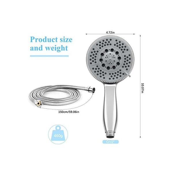 Duschhuvud - Vinabo - 1,5m Slang - Högtryck - Kromad ABS - Ergonomisk