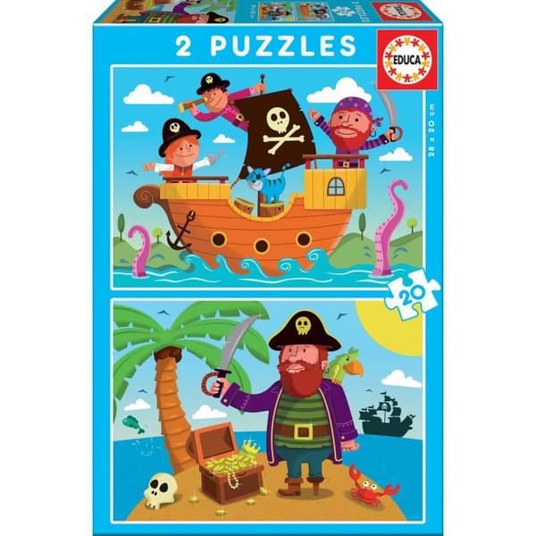Pirates Puzzle 2X20 st - EDUCA - Människotema - Barn 3 år - 40 bitar