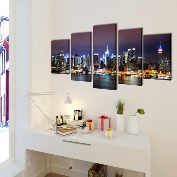 Färgglada New York Skyline Printed Wall Canvas Set 200 x 100 cm