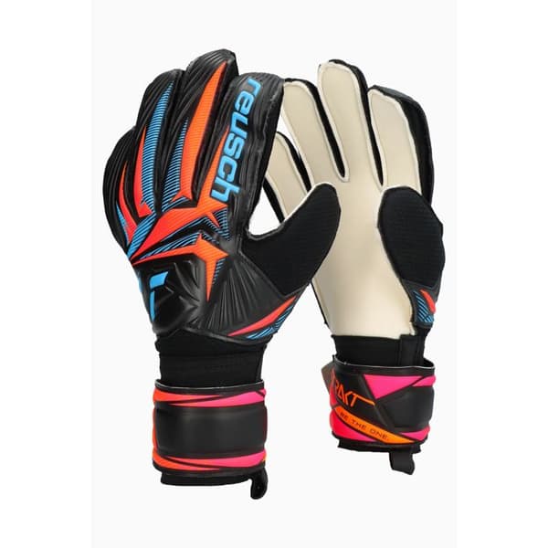Reusch Attrakt Solid målvaktshandskar - svart/aquablå/chockorange