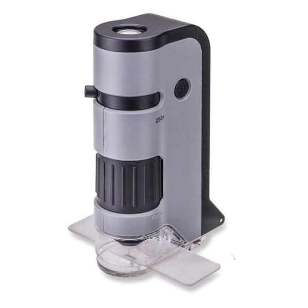 Bärbar optisk mikroskop - CARSON - MicroFlip - Förstoring 100-250x - LED-belysning - Smartphone-adapter