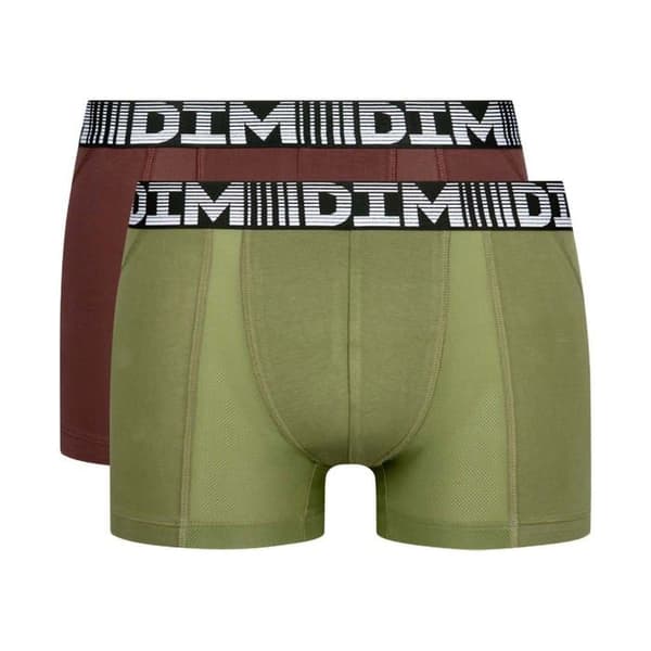 Set med 2 andningsbara boxers i bomull och lycra 3D Flex Air