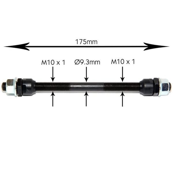 Bakaxel - EASYBOOST - 10x175 mm - Solid universell nav - Konisk & hexagonal mutter - För MTB/Cykel