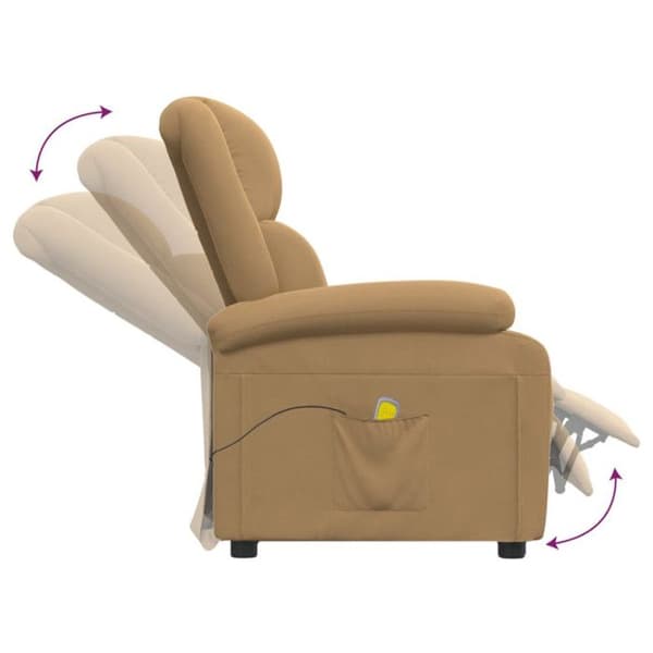 vidaXL Massagefåtölj Brun Sammet 342418