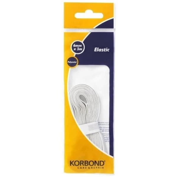 KORBOND - Elastisk 6 mm x 3 m Vit