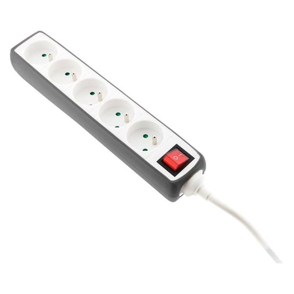 Multiprise 5x16A 2P+T + strömbrytare + täckning - Grå - Zenitech