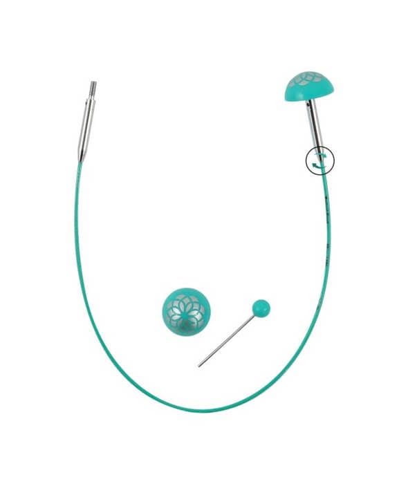 Utbytbar Kabel - KnitPro - Blå - Nylonbeläggning - 360° Svängsystem - One Size