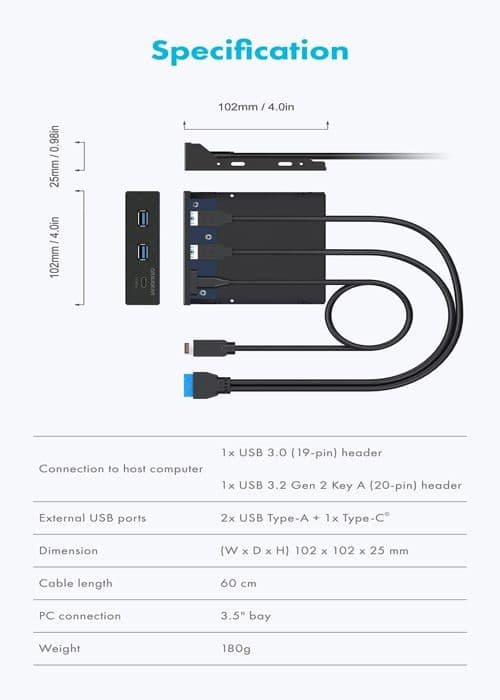 USB-hubb - GRAUGEAR 18030 - USB 3.2 Gen2 - Typ-C - Kompakt och elegant design