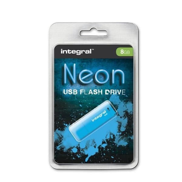 Inbyggd USB-nyckel Neon 8GB Blå