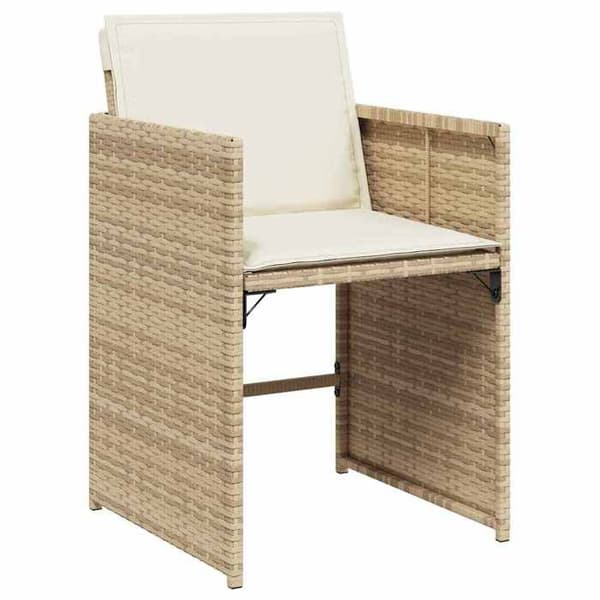 vidaXL Trädgårdsstolar med kuddar set om 4 beige flätad resin 364987