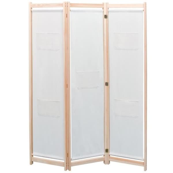 vidaXL 3-Panel Room Divider Cream 120x170x4 cm Tyg
