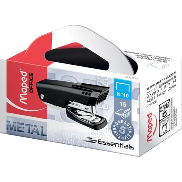 Agraffer - MAPED - Essentials Mini E3523 - Metallmekanism - Toppmatning - Svart