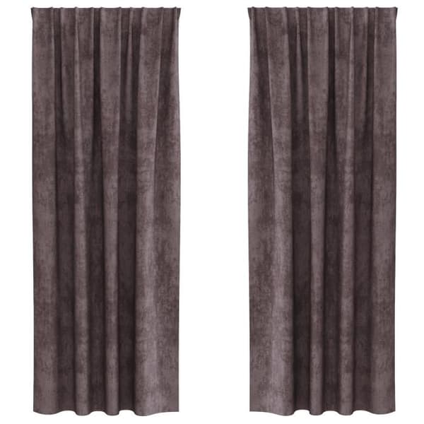 Brun sammetsgardin med öljett 140 x 245 cm - 1 panel, polyester