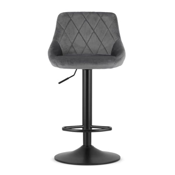 Taburett - OSKAR - KAST - Grå sammet - Svart bas - Justerbar höjd 85-105 cm
