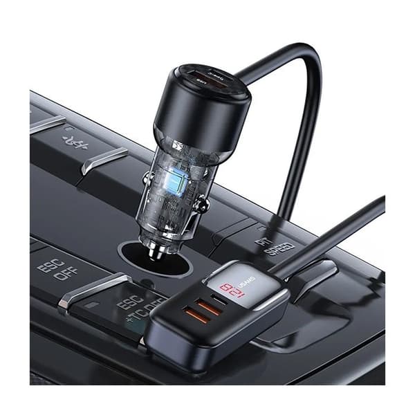 Bil-laddare - USAMS - C40 - 3xUSB - 2xUSB-C - 165W - Snabbladdning