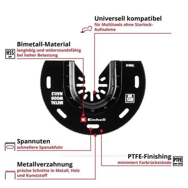 Dykblad - EINHELL - 708048 - BiM (bimetall) - 88 mm - halvrund