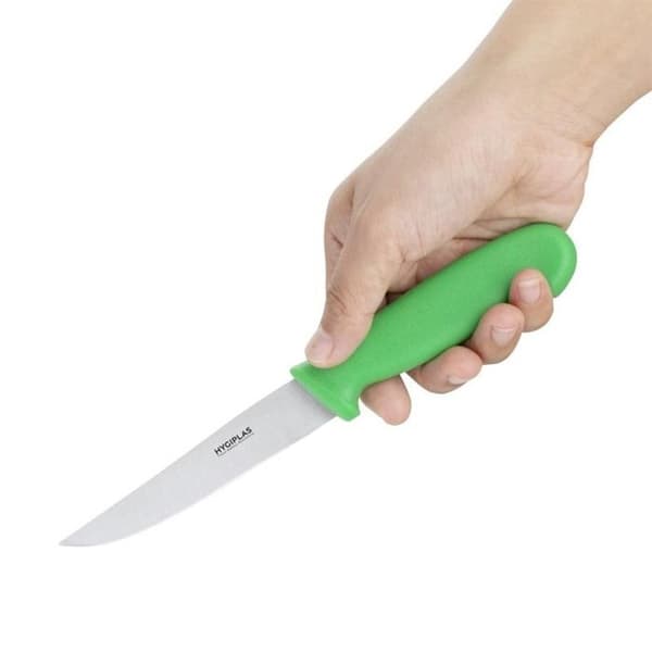 Grön professionell grönsakskniv - 10 cm - Hygiplas