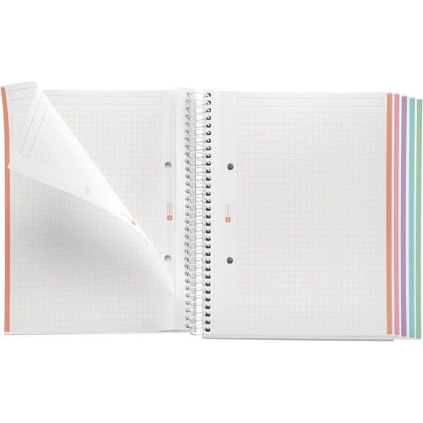 Notebook - Notebook - A5 - Spiraler - Små fyrkanter - 120 perforerade sidor - Polypro - Lavendel