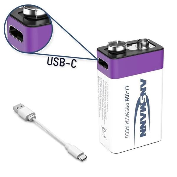 Ansmann E-Block USB-C Batteri USB-C® Li-Ion 400 mAh 9 V 1 st(s)