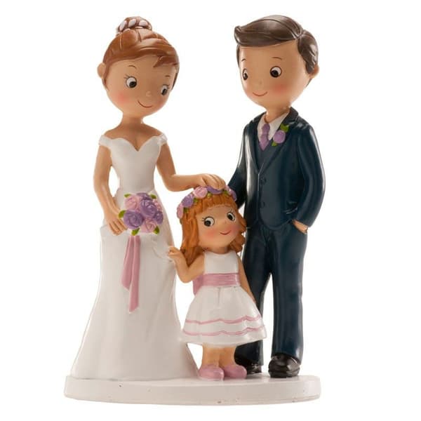 FIGUR FÖR BRÖLLOPSPAR MED DOTTER 16CM Flerfärgad
