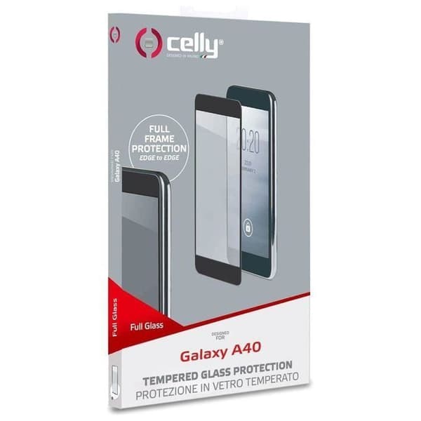 Celly - Hammarslag Glas Hel Galaxy A40 Svart.