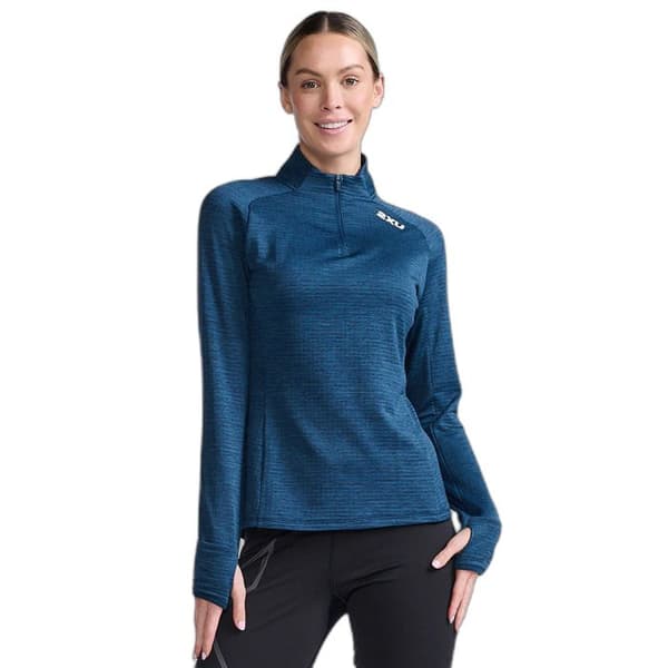 Långärmad tröja 1/4 zip dam 2XU Ignition - moonlight/vit reflekterande