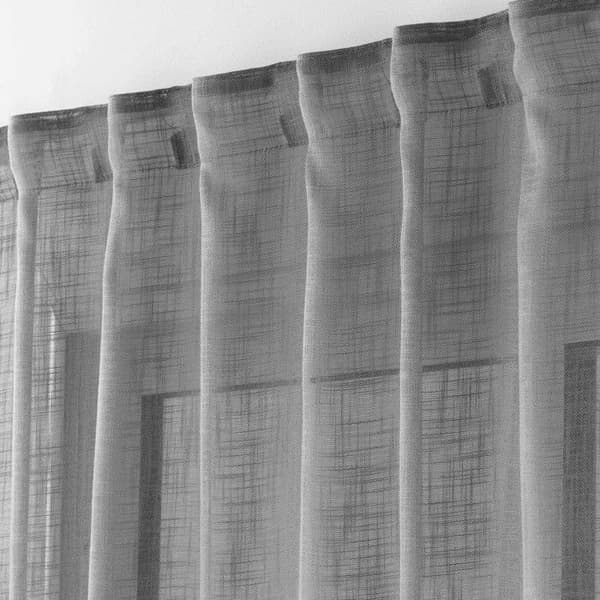 Draperi med dolda öglor 140 x 240 cm linneeffekt Haltona Grå