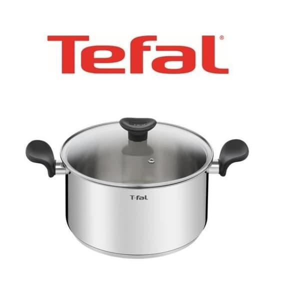 Gryta i rostfritt stål+glaslock 24 cm primär E3084604 Tefal