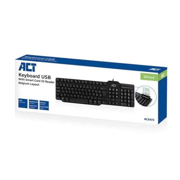 ACT-tangentbord Azerty/Belgien layout USB-smartkort eID-läsare