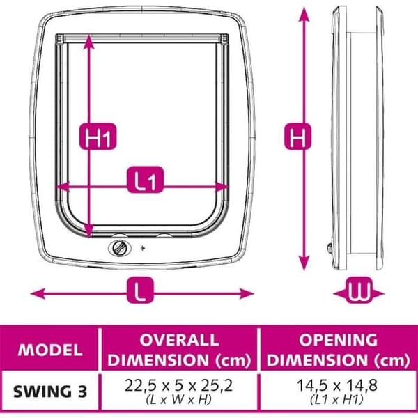 Chatière - FERPLAST - Swing 3 - 21,5 x 5 x 24 cm - Grå