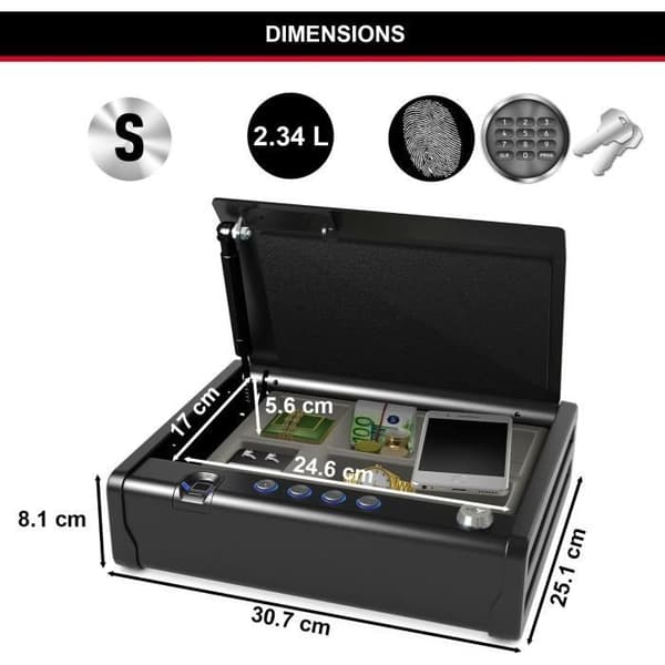 Litet biometriskt kassaskåp - MASTER LOCK - MLD08EB - Öppning med fingeravtryck