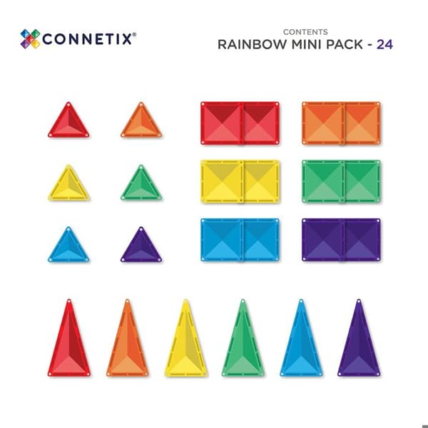 CONNETIX Byggplattor Magnetiska Regnbåge Mini Paket, 24 Bitar