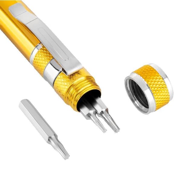 Precision Skruvmejsel Typ Penna - Kit med 9 Magnetiska Bitar - Krom Vanadium Stål