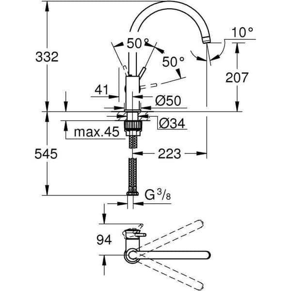 GROHE - Engrepps diskbänksblandare