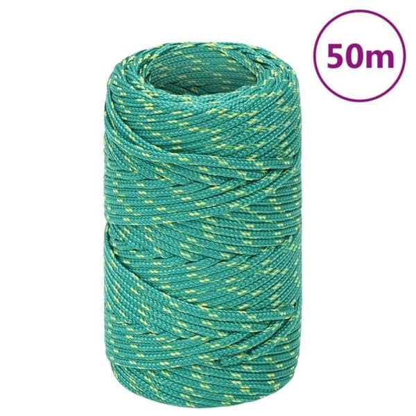 152689 vidaXL Båtrep Grön 2 mm 50 m Polypropen