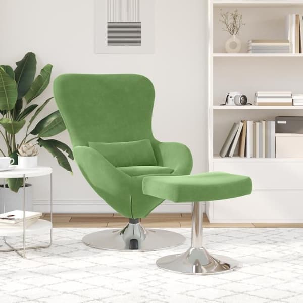 Fåtölj - Ägg - Ljusgrön sammet - 1 plats - Modern design
